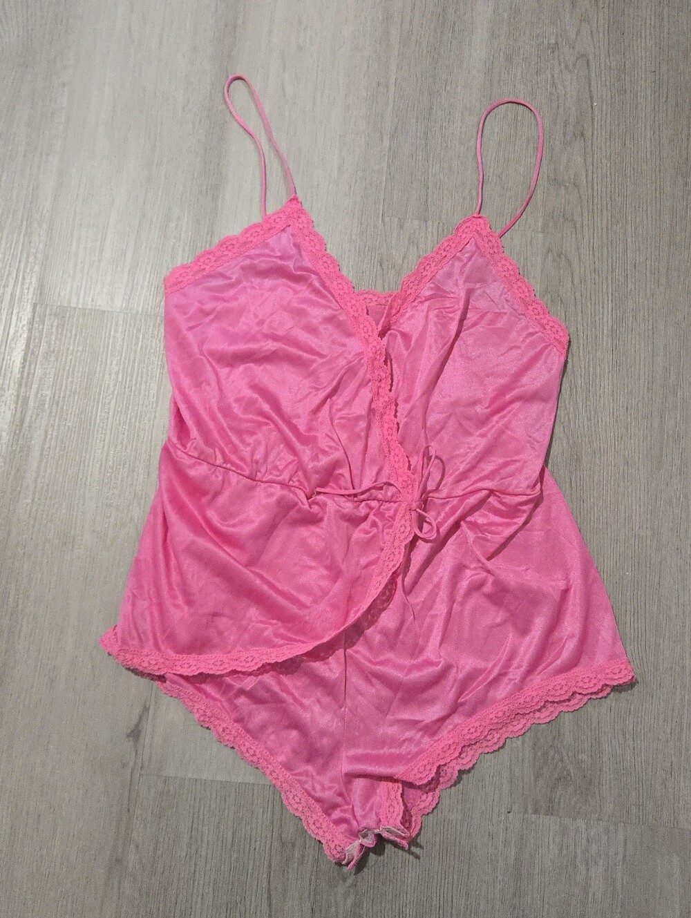 Vintage 70s 80s FLAIR Lingerie Pink Nylon Romper, SIZE M